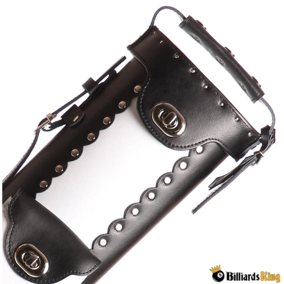 Instroke Leather Cowboy 2 Butt 3 Shaft 2B/3S Black/White Hard Pool Cue Case | Billiards King