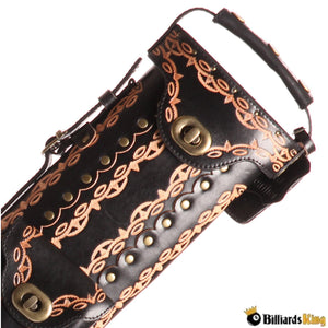 Instroke Saddle Black Hand Painted D01 3 Butt 7 Shaft 3B/7S Leather Hard Pool Cue Case | Billiards King